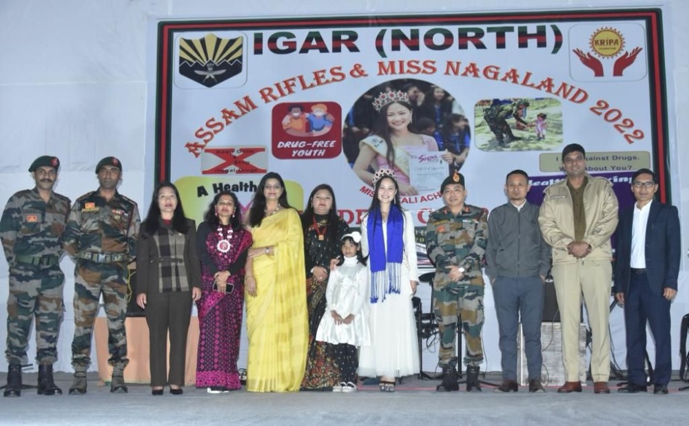 Assam Rifles in collaboration with Kripa Foundation & Miss Nagaland 2022, Hikali Achumi organised an anti-drug campaign at town hall, Mokokchung on November 21.